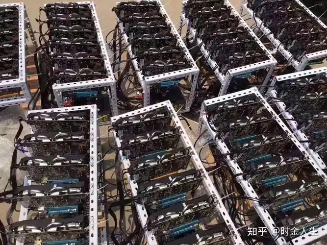 A miner inspecting rows of mining rigs in a data center
